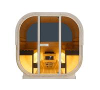 SANOTECHNIK Hanko - Sauna exterior y cabina de infrarrojos para 6 personas, 210 × 180 × 210 cm, horno Harvia de 8 kW, madera de abeto, cristal templado - Número de referencia F60180
