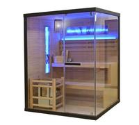 SANOTECHNIK Sauna LUXOR 2 - Sauna & sauna de infrarrojos para 3 personas, 150 × 140 × 190 cm, horno Harvia 6 kW, iluminación LED, 8 mm vidrio templado - Número de referencia SB50150