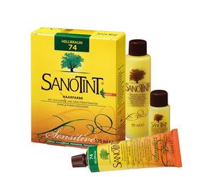 Sanotint - Tinte para el cabello Sensitive n.º 74 "marrón claro" - 1 x 125 ml - Tinte natural con valiosos ingredientes activos vegetales - Extractos de mijo dorado, aceitunas, semillas de uva con