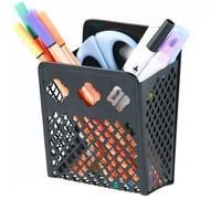 Sanpaint Portalápices magnético - Soporte de malla con imanes extra fuertes perfecto para pizarra blanca, refrigerador y accesorios de casillero (1 canasta, 1 paquete negro)