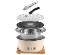 SANQIAHOME Parrilla portátil de carbón de acero inoxidable, antiadherente, redonda, barbacoa o olla caliente, agua hirviendo, estufa de carbón para fiesta en casa, campamento al aire libre