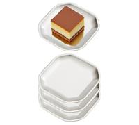SANQIAHOME Platos de aperitivo cuadrados de 12x12cm, juego de 4,platos llanos de acero inoxidable grueso, platos de postre de pasta para sushi, horno de frutas/lavavajillas apto,plata