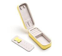 SANQIANWAN Joyero para Mujer Joyero pequeño Joyero de Cuero PU Joyero de Viaje Caja de Almacenamiento de Joyas Adecuado para Anillos Pendientes Collares Relojes(amarillo)