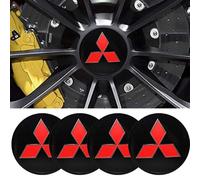 SANQIUTOU 4 Tapones Adhesivos para Tapacubos para Mitsubishi 56MM, Centro de Rueda de Coche Cubierta de La Etiqueta Auto Llantas Decorativa Emblema,Red