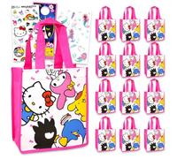 SANRIO Hello Kitty and Friends - Juego de bolsas de regalo de fiesta - Paquete con 12 bolsas reutilizables, tatuajes, calcomanías y más | Suministros de fiesta de cumpleaños de Hello Kitty y amigos