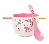 Sanrio Hello Kitty - Juego de cuenco y palillos para ramen (567 g), diseño de manzanas y canela