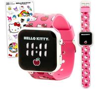 SANRIO Hello Kitty - Reloj para niñas, paquete con reloj digital LED para niños con correas rosas y calcomanías, reloj de pulsera Hello Kitty fácil de leer para niños