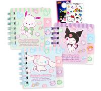 Sanrio Juego de 3 mini cuadernos de bolsillo, paquete de papelería de Hello Kitty, con calcomanías de Cinnamoroll, Kuromi, Pochacco Plus, más | Mini diarios Sanrio de 3 x 3 pulgadas
