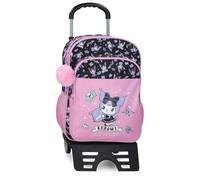 Sanrio Kuromi Fortune Telling Mochila Escolar Doble Compartimento con Carro Rosa 30x40x13 cm Poliéster