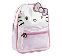 Mochila Infantil Hello Kitty Niña - Mochila Tiempo Libre Talla Única, Efecto Brillante Rosa Claro, Bolsillo Frontal con Cremallera y Tirantes Ajustables, Licencia Oficial para Escuela y Paseos