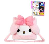 SANRIO My Melody - Juego de bolso de peluche con calcomanías My Melody Plushie Plus, tatuajes y más, bolso de Hello Kitty and Friends My Melody para niñas, Varios colores, My Melody Plush Purse, My