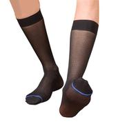 Sanrlo Calcetines de nailon para hombre, finos, suaves, transparentes, transpirables, longitud hasta la pantorrilla, calcetines largos para ropa formal, Anillo azul liso blac#, M-3XL