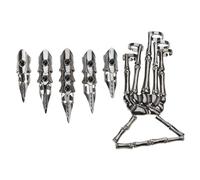 SANRLO Guante de esqueleto gótico punk de metal ajustable para Halloween, cosplay y fiesta, A#, imagen de referencia de tamaño