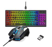 SANRLO Paquete Teclados Y Ratones Inalámbricos 2 40G Diseño Retroiluminado 87 Teclas Y Ratón Varias Velocidades para Juegos Y Estaciones Trabajo