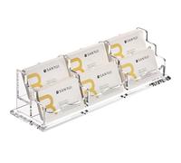 SANRUI Soporte acrílico para tarjetas de visita para escritorio, organizador transparente para múltiples tarjetas de visita, para exposición, hogar, oficina, 2 niveles, 6 bolsillos, capacidad para 360