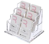 SANRUI Soporte vertical transparente para tarjetas de visita para escritorio, acrílico para tarjetas de nombre, organizador de almacenamiento, para exposición, hogar, oficina, 3 niveles, 6 bolsillos