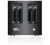 Sans Digital AccuNAS - Servidor Gigabit dual compartido de archivos iSCSI y NAS de 64 bits y 4 bahías para Windows/MAC/Linux, color negro (AN4L+B)