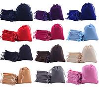 Sansam 48 bolsas pequeñas de terciopelo de 12 colores mezclados con cordones de regalo, bolsas de terciopelo para regalos de boda, bolsas de caramelos, recuerdos de fiesta, 2.8 x 3.6 pulgadas