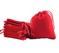 Sansam 50 bolsas pequeñas de terciopelo con cordones rojos para joyas, regalos, recuerdos de boda, bolsas de caramelos, recuerdos de fiesta, 2.8 x 3.6 pulgadas