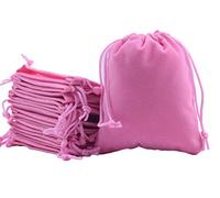 Sansam 50 bolsas pequeñas de terciopelo rosa con cordones de regalo, bolsas de joyería para recuerdos de boda, bolsas de caramelos, recuerdos de fiesta, 2.8 x 3.6 pulgadas