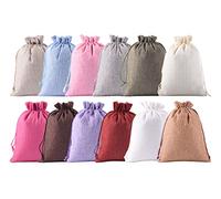 SANSAM Bolsas grandes de arpillera de lino de 6.8 x 9.2 pulgadas con cordón, 12 bolsas de arpillera mixtas, bolsas de yute para regalos, joyas, recuerdos