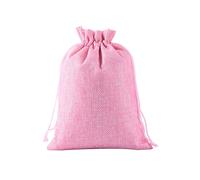SANSAM Bolsas grandes de arpillera de lino de 8 x 12 pulgadas con cordón, 10 sacos de arpillera rosa, bolsas de yute para regalos, joyas, recuerdos