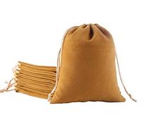 Sansam Pequeñas bolsas de regalo de terciopelo con cordón, 20 bolsas de terciopelo con cordón dorado antiguo de 2.8 x 3.6 pulgadas