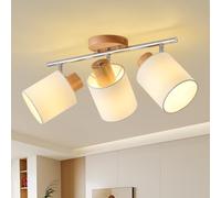 SANSHI focos led interior techo 3 llamas,lampara techo madera orientable 350°, lampara techo E14 MAX.25W spot,candeeiro teto moderno,lámpara de techo para cocina dormitorio pasillo salón,sin bombillas