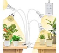 SANSI Lámpara de Cultivo Plantas 40W (600W eq.) de Espectro Completo 4000K, Luces de Crecimiento Ajustable en Altura con Temporizador Automático 4/8/12H para Plantas de interior-Blanco