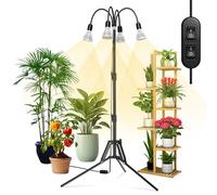 SANSI Lámpara de Plantas 900W, Lámpara LED Cultivo de Espectro Completo con 4 Bombillas de Crecimiento E27 Reemplazables, Soporte Extensible 40-110cm, 4 Brazos Ajustables de 360°