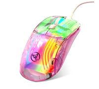 SanSixi - Ratón transparente con conexión a través de cable RGB colorido juego electrónico competencia ratón de oficina