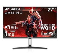 SANSUI 27 Inch WQHD 2560 x 1440P Gaming Monitor 180Hz/144Hz 1ms Fast IPS 2K Computer Monitor, HDMI 2.0 x2 | DP 1.2 x2 | VESA Mount, 120% sRGB HDR Eye Care Metal Stand(ES-G27F2Q DP Cable Included)
