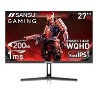 SANSUI 27 Inch WQHD 2560 x 1440P Gaming Monitor 180Hz/144Hz 1ms Fast IPS 2K Computer Monitor, HDMI 2.0 x2 | DP 1.2 x2 | VESA Mount, 120% sRGB HDR Eye Care Metal Stand(ES-G27F2Q DP Cable Included)