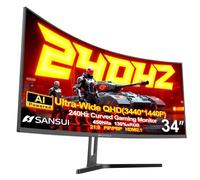 SANSUI Monitor curvado de 34 pulgadas 240Hz UWQHD 3440 × 1440, monitor para juegos, 21:9 2K curvado, 1500R, HDR400, VA rápido, PIP/PBP, AI Crosshair, AIPQ (mejora visual), MPRT 1 ms, HDMI2.1 x 2