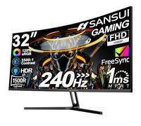 SANSUI Monitor Curvo para Juegos de 32 Pulgadas, 240 Hz, Alta frecuencia de actualización, FHD 1080P, Monitor HDMI 2.1 × 2, DP 1.4 × 2, Curvado 1500R, 1 ms (OD), HDR, Compatible con VESA (Cable
