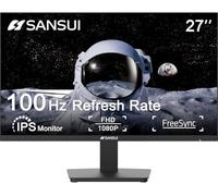 SANSUI Monitor de 27 Pulgadas, IPS 100Hz Monitor de computadora Full HD 1920 x 1080P con Interfaz HDMI VGA Cuidado de los Ojos sin Marco 100 x 100 mm VESA (ES-27X3AL, Cable HDMI Incluido)