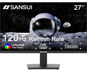 SANSUI Monitor de 27 Pulgadas, IPS 100Hz Monitor de computadora Full HD 1920 x 1080P con Interfaz HDMI VGA Cuidado de los Ojos sin Marco 100 x 100 mm VESA (ES-27X3AL, Cable HDMI Incluido)