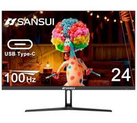 SANSUI Monitor de computadora USB tipo C de 24 pulgadas, 100 Hz, monitor de computadora FHD 1080P, HDMI, FreeSync, HDR, conector de auriculares, inclinación ergonómica para hogar y oficina
