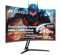 SANSUI Monitor de juego curvo 240 Hz 61 cm FHD 1080p, pantalla de ordenador curvada 1500R, 124% sRGB, relación de contraste 3000:1, HDR, FreeSync, MPRT 1 Ms, luz azul baja, puertos HDMI DP