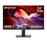 SANSUI Monitor de PC de 24 pulgadas, 100 Hz, puertos HDMI VGA, montaje VESA, monitor de computadora FHD, ultra delgado, ergonómico, inclinable, cuidado de los ojos para oficina en casa (ES-24F2, cable