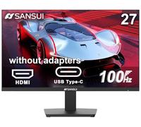 Sansui Monitor de PC de 27 Pulgadas y 100 Hz, Monitor de computadora USB Tipo C FHD, HDR/HDMI/Conector de Auriculares/sin Marco/inclinación ergonómica/VESA Compatible para Juegos y Oficina (ES-27F2C,