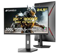 SANSUI Monitor para juegos de 24.5 pulgadas de 300 Hz, QHD 2560 × 1440, panel IPS rápido de 1 ms con 2 puertos HDMI + 2 puertos DP, soporte VESA para cuidado ocular 130% sRGB (cable DP incluido