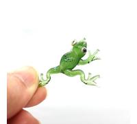 Sansukjai Rare Frog Tiny Micro figuritas sopladas a mano de vidrio transparente arte reptiles animales regalo coleccionable decoración del hogar (verde)