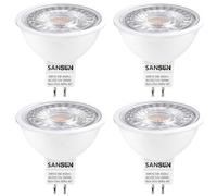 SANSUN Bombillas LED MR16 GU5.3 - Bombillas halógenas equivalentes a 50 W, luz blanca cálida 3000 K, 12 V, 5 W, luz LED, no regulable, paquete de 4