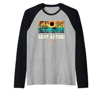 Sant Antoni España Playa Ibiza Isla Atardecer Diseño Camiseta Manga Raglan