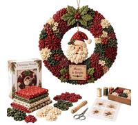 Santa 3D Fabric Poke Art Kit, Christmas Wreath DIY Kit for Adults (Type D) | Create a 40 cm Santa Christmas wreath through hands-on fabric poke work, then display the finished seasonal decoration.