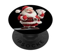 Santa Ace Busca a los Amantes de los Juegos de Cartas en Navidad PopSockets PopGrip Adhesivo