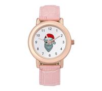 Santa Alien - Elegante reloj analógico de cuarzo para mujer, correa de piel