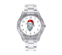 Santa Alien - Reloj analógico de cuarzo para hombre, correa de acero inoxidable, reloj de pulsera de negocios