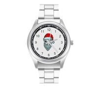 Santa Alien - Reloj casual para hombre con correa de acero inoxidable, aleación de cuarzo, reloj de pulsera